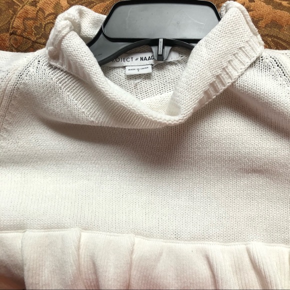 $395 !!! NAADAM Women Volta Ruffle Mock Neck Cable White Pullover Size S! 🤩 ST - Picture 13 of 14
